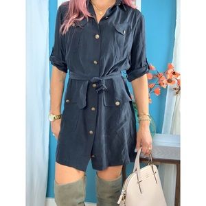 Rag & Bone Silk Long Sleeve Safari Shirt Dress